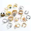 Anillo Cruzado Retro Europeo y Americano con Índice de Flor Turquesa Set de Anillos de Articulación Viento Frío Estrella Luna Hojas Anillo de Pedrería