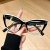 Nuevo Diseño de Ojo de Gato con Remaches Estilo Europeo y Americano, Gafas de Moda de Alta Gama Sin Receta para Mujer, Gafas Versátiles de Tendencia con Bloques de Color para Uso Diario para Hombre