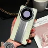 Para Huawei Mate60Pro Funda de Teléfono de Cuero Genuino de Gama Alta 60RS Edición Porsche Funda de Piel de Vaca