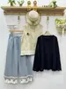 Moda coreana Primavera 2025 Top de algodón con encaje de copo de nieve para mujer, suéter artístico de cuello redondo, camiseta versátil