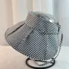 Nuevo Estilo Pequeño Fresco Cuadros Verano Protector Solar UV Sombrero Wai Hueco Sombrero de Copa Exterior Playa Parasol Sombrero Protector Solar