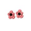 Pendientes de estilo pastoral dulce con flores rojas y perla negra, pequeños y frescos pendientes de explosión de moda para niñas.