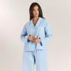 2026 Nuevo Estilo Europeo y Americano Fresco, Transpirable y Cómodo Conjunto de Pijama de Manga Larga de Algodón Puro para Mujer, Ropa de Casa de Verano que se Puede Usar Afuera