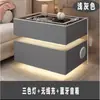 Mesita de noche inteligente de madera maciza, mesita de noche minimalista moderna, estilo dormitorio crema, mueble de almacenamiento multifuncional para el hogar de lujo ligero