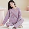 Pijama Dulce para Mujer Primavera y Otoño de Manga Larga de Dos Piezas Holgado Talla Extra Verano Ropa Casual para el Hogar de Madre