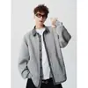Jaqueta Marca Tendência Estilo Masculino Falso Duas Peças Casual Americano Outono Cardigã Moletom Listrado Design Solto Patchwork