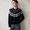 Hermoso Diseño ~ Suéter de Cachemira para Mujer, Cárdigan de Punto Jacquard Fair Isle de Alta Gama, Top y Chaqueta Elegantes para Mujer