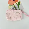 Bolsa de Moedas Floral de Veludo Cotelê Mini Fofa Portátil de Viagem Bolsa para Batom Cosméticos Grande Capacidade Bolsa de Armazenamento para Diversos