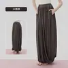 Calça Casual Longa Europeia e Americana de Duas Camadas Torcidas para Mulheres, Cobre o Quadril, Emagrecimento, Saia-Calça Esportiva de Meio Comprimento, Cintura Elástica Solta Relaxada para Fitness Yoga