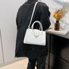 Moda Transfronteriza Retro con Texto Primavera 2025 Color Sólido Casual Bandolera Elegante Portátil Commuter Bolso Cuadrado para Mujeres