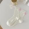 Calcetines Miu con Lazo Pequeño para Mujer Lolita JK Japonesa con Zapatos de Cuero Pequeños Calcetines Apilados Primavera y Verano Calcetines Finos de Media Caña