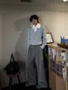 Cardigan de Tricô com Lapela Retro Americano Masculino Solto Casual Versátil Nicho Cor Sólida Casaco Suéter Roupa Masculina Casal