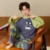Pijama infantil, algodón puro, conjunto fino de manga larga, nuevo modelo 2026, para niños, estilo caricatura, para niños grandes, ropa de aire acondicionado, se puede usar afuera