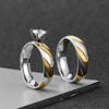 Cross-border fornecimento de joias de aço inoxidável 6mm sarja de ouro 4 garra diamante incrustado zircão casal titânio aço anel de casamento fabricante