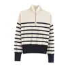 Fabricante transfronterizo de ropa para mujer al por mayor 2026 AliExpress artículo de moda más vendido casual retro chaqueta de punto a rayas con cremallera