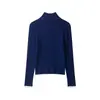 Ropa de punto para mujer de comercio exterior europeo y americano ZA, popular en AliExpress, suéter de punto con cremallera y cuello alto azul Klein de otoño