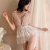 Novo Estilo Roupa Íntima Sexy Corrente de Contas Pura Renda Saia V Profundo Tentação Abertura na Virilha Grátis Sexy Camisola Francesa 1430