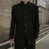 Nueva Chaqueta de Traje con Hombreras Estilo Chino para Hombre Ropa de Compromiso Chaqueta Negra con Cuello Mao Túnica Top Estilo Nacional Primavera y Otoño
