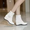 19 Otoño e Invierno Estilo Nueva Moda Elástico Interno Puntada de Punto Costura Botas de Mujer Plataforma Inferior Estudiante Deseo