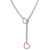 Collar de Cadena Deslizante con Forma de Corazón para Mujer, Nueva Moda Transfronteriza Europea y Americana, Cadena Versátil Personalizada de Acero Inoxidable