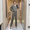 Traje deportivo de moda informal de primavera y otoño, suéter de estilo occidental de alta calidad, pantalones, conjunto de dos piezas, moda suelta de talla grande para mujer