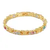 Pulseira Magnética Popular Europeia e Americana Transfronteiriça Moda Luxo Leve Trevo da Sorte Liga de Zinco Incrustada com Diamantes Pulseira Magnética de Casal de Linha Única para Mulheres