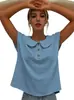 2026 TikTok Europeo y Americano transfronterizo Amazon nueva camisa de mujer de color sólido, manga corta, cuello camisero, botones, hecha a medida