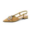 Zapatos de Tacón Bajo y Alto con Punta Francesa Procesados y Personalizados, Sandalias de Tacón Grueso con Hebilla de Una Línea de 3 cm para Mujer Que No Cansan los Pies
