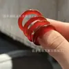 Anillo de Ágata Hielo Ojo de Caballo Natural de Alta Calidad, Anillo de Pez Koi de la Suerte, Anillo de Jade Liso Genuino