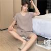 Pijama Masculino de Algodão e Seda Xadrez Verão Conjunto de Shorts de Manga Curta de Algodão Seda Viscose Novo Estilo 2026 para Adolescentes
