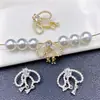 Brincos de Pérolas de Concha com Zircônia Color-Preserving Preenchidos com Ouro 14K Pingente de Laço Pulseira de Cristal Acessórios de Miçangas DIY