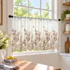 Estilo pastoral cortina transparente bordada cortina fina transparente media cortina cortina de puerta cortina divisoria Cortina de ventana de cocina de venta popular en Amazon cortina decorativa