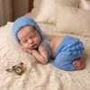 Novo produto transfronteiriço: Fantasia de dinossauro de mohair tricotada à mão para fotografia infantil, suéter para foto de bebê