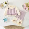 Estilo Nuevo Otoño e Invierno Conjunto para Bebé Niña Suéter de Punto Dulce Conjunto de Dos Piezas de Punto Pantalón Conjunto de Leggings Moda Coreana