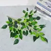 Ramas Artificiales de Árbol Banyan, Hojas de Árbol Banyan Recubiertas de Plástico con Bordes Blancos, Árbol Banyan para Paisajismo de Supermercado, Vegetación de Jardín, Plantas Verdes