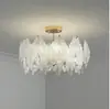 Luminária de Teto Estilo Folha de Vidro Creme Criativa Personalidade Simples Pós-Moderna Nórdica Lâmpada de Luxo para Quarto Sala de Jantar Sala de Estar