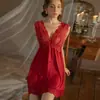 Pijama Sexy de Encaje con Tirantes y Escote Profundo Sentido Avanzado Deseo Puro Camisón de Seda para Casa Verano Delgado Ropa Interior Sexy