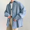 Outono estilo Hong Kong ins cor sólida camisa masculina manga longa estilo coreano moderno bonito solto jaqueta casual casal camisa T