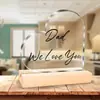 Decoração de Mesa Dia dos Namorados Amor com Base de Madeira Acrílico Transparente Dia dos Pais Ornamentos