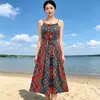 Foto Real de Vestido Estilo Étnico 2026, Nuevo Vestido de Algodón y Seda con Cinturón para Mujer de Verano y Otoño, Vestido de Tirantes, Vestido de Playa