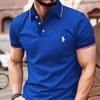 2026 Nueva Moda Camisa de Botones Transfronteriza Moda Masculina Europea y Americana Corte Ajustado Camiseta Polo de Bloques de Color para Hombre