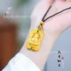 Collar con Colgante de Buda Incrustado de Diamantes Chapado en Oro de la Tienda de Oro Puzuo, Cadena para Suéter de Deidad Guardiana, Estilo Retro Chino
