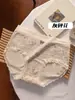 Calcinha de Algodão Puro, Renda com Acabamento Estilo Japonês, Cintura Média, Antibacteriana 10A, Algodão Total, Gancho Estendido, Sem Costura, Confortável