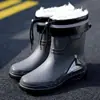 Botas de lluvia talla 39-48, impermeables, con puños elásticos, estilo hombre, aptas para uso en cocina, antideslizantes, con forro de polar para abrigar