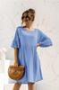 Vestido novo de verão e primavera 2022, comércio exterior transfronteiriço, moda feminina, recomendado para eaby Amazon, manga curta, bolso com retalhos, solto