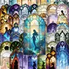 Estilo Novo Transfronteiriço Adesivos Florais de Silhueta para Janela Materiais Criativos Sonhadores para Decoração DIY Adesivos Pet Transparentes à Prova d'Água