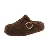 Pantuflas de Felpa para Mujer con Suela Gruesa y Punta Cerrada 2026 Otoño Nuevo Estilo Versátiles Slip-on Cálidas y Acogedoras Pantuflas de Algodón para Mujer de Moda