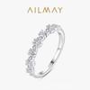 Anillo geométrico simétrico de plata esterlina s925 para mujer, estilo europeo y americano, personalidad simple, anillo de dedo índice cerrado con nicho incrustado de diamantes, moda