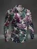 Camisa casual para hombre, cómoda y versátil, con diseño de estampado digital y manga larga, perfecta para fiestas y ropa de club.