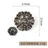Botões Metálicos Encrustados com Diamantes de Luxo Leve, Botões Coloridos Vintage, Botões Vazados com Diamantes, Acessórios Decorativos de Base de Liga, Fornecimento de Fábrica